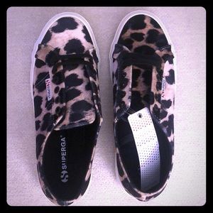 Superga leopard velvet-feel sneakers